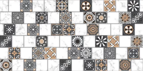 Assorted collection of ceramic tiles in various designs and textures