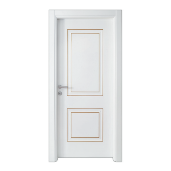 Sophisticated white interior door with elegant gold trim, model Mihrimah Lake.