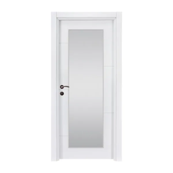 Sleek Boy Glass Interior Door with centered glass insert and white finish