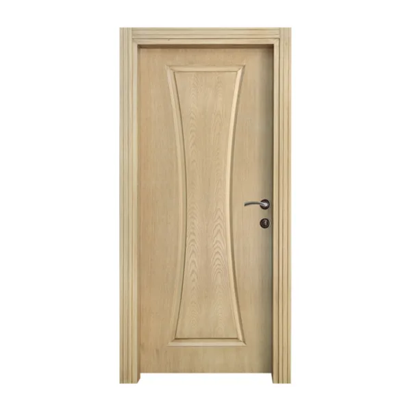 Elegant interior wooden door featuring the 'Kum Saati' design with natural wood grain and distinctive hourglass panel shape, ideal for traditional and modern homes