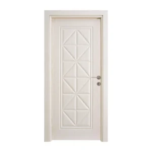 A wooden door with a modern baklava geometric design, showcasing a blend of traditional patterns and contemporary craftsmanship.