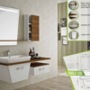 Modern VIOLE 120 single vanity unit featuring a stylish lighted mirror and wood accents.