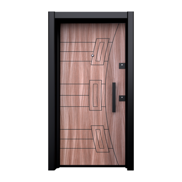 Modern Anthracite Interior Door with Geometric Wooden Inlay - "Cosmos" Series